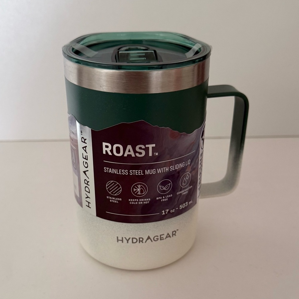 HydraGear ROAST Stainless Steel Mug With Sliding Chug Lid - Ombré Forest Green